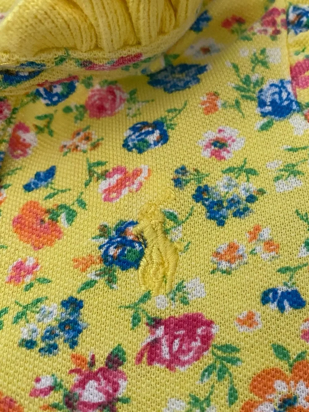 Ralph Lauren Yellow Floral Ruffle-Neck Baby Dress